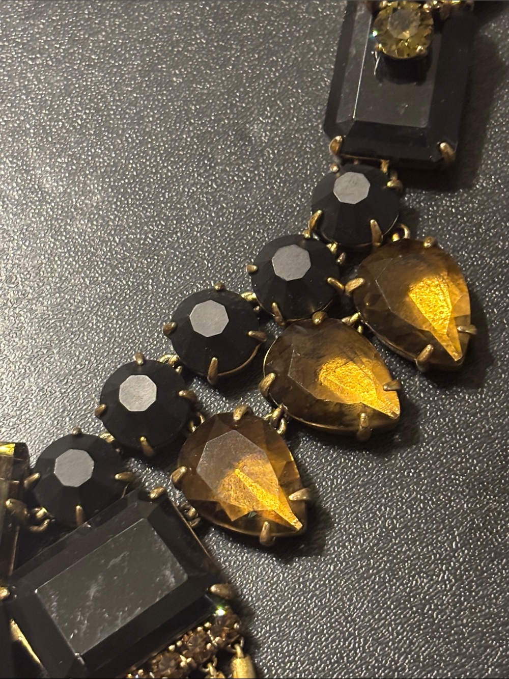 J. Crew Statement Necklace Black, Gray and Yellow Missing a Spike and a Stone - Picture 9 of 17